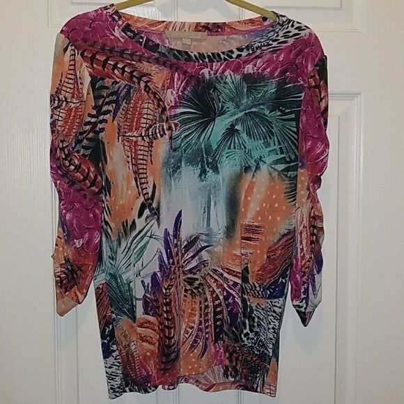 Complements by Erin London printed top Sz L NWOT - Picture 1 of 5